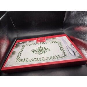 Lenox Holiday Glass Cheese Board With Knife Glass New Original Package